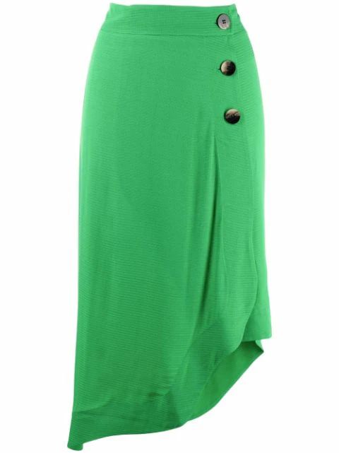 button-embellished asymmetric skirt | Farfetch (US)