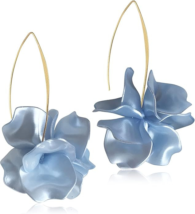 Boho Rose Petal Dangle Resin Earrings - Long Drop Acrylic Tiered Flower Earrings - Statement Exag... | Amazon (US)