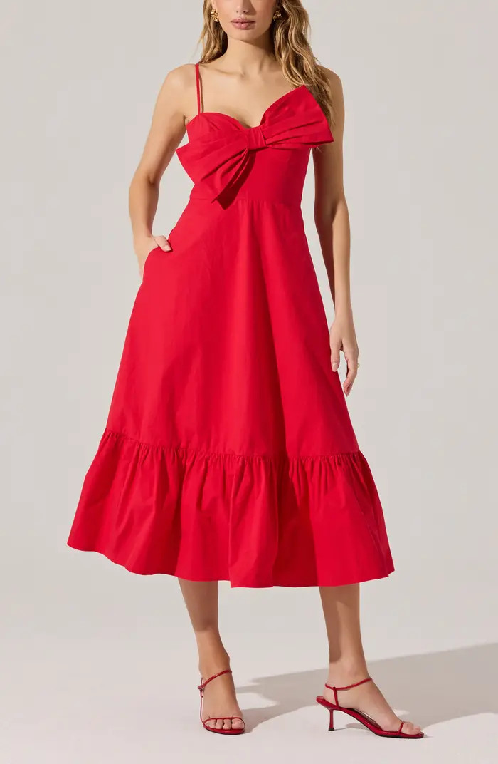 ASTR the Label Twisted Bow Detail Cotton Dress | Nordstrom | Nordstrom