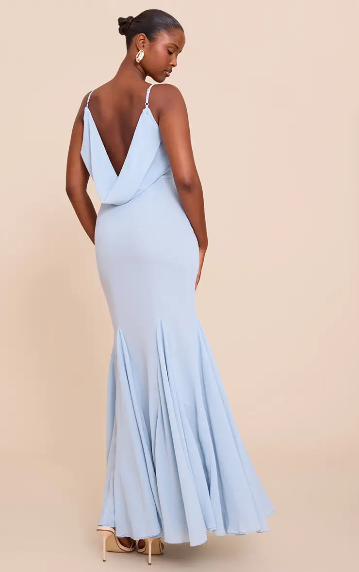 Pale Blue Chiffon Scoop Neck Cowl Back Sleeveless Maxi Dress | PrettyLittleThing UK