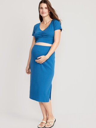 Maternity Rib-Knit Cropped Top and Midi Skirt Set | Old Navy (US)