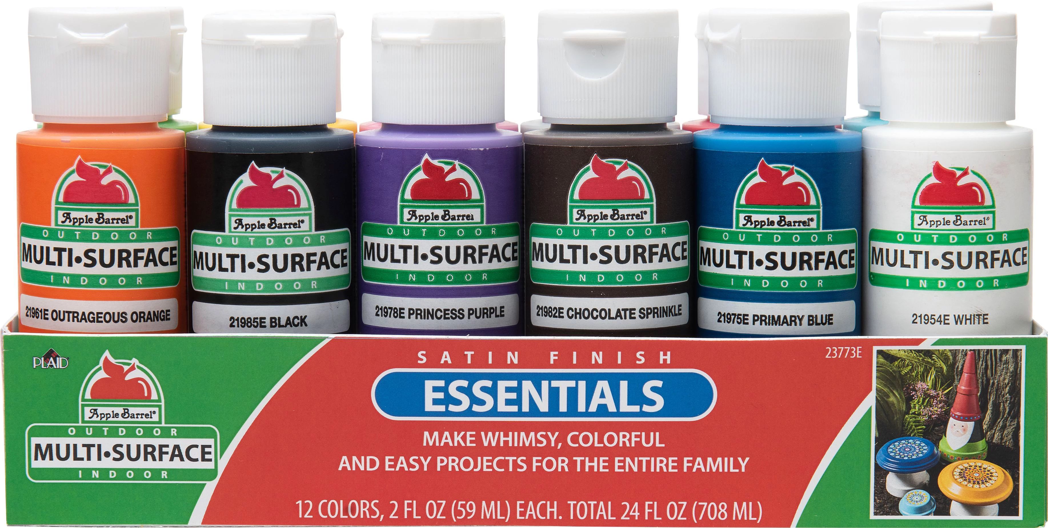 Apple Barrel Multi-surface Acrylic Craft Paint Set, Essentials, 2 fl oz, 12 Pc - Walmart.com | Walmart (US)