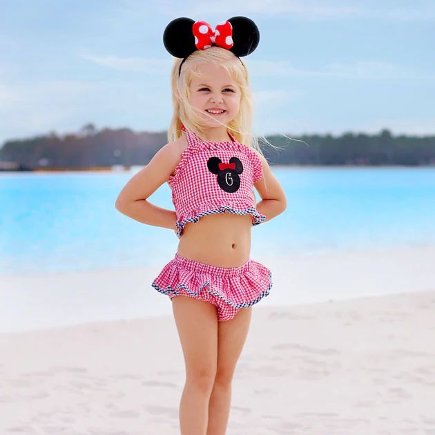 Mouse Ears Red Seersucker Two Piece Swimsuit | Classic Whimsy
