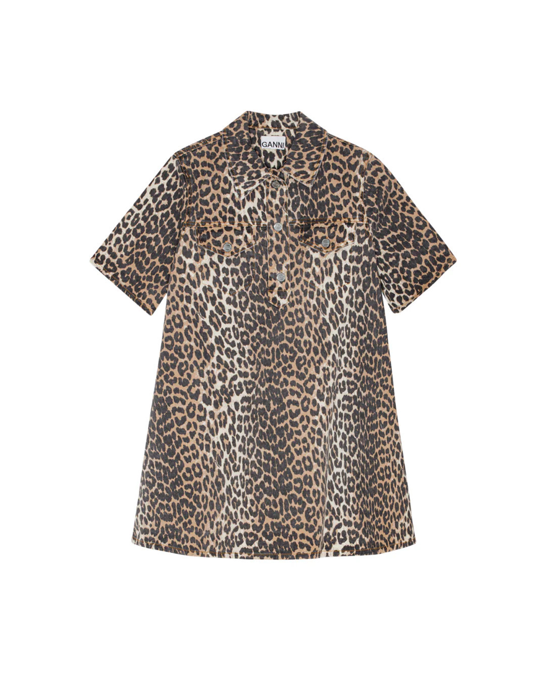 PRINT DENIM MINI DRESS LEOPARD / UK 32/ US 0 | FEBE Clothing