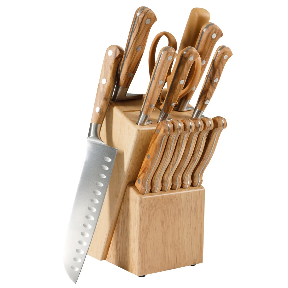 Martha Stewart 15 Piece Austenwood German Stainless Steel Cutlery Kitchen Knife Block Set W/ Ital... | Wayfair North America