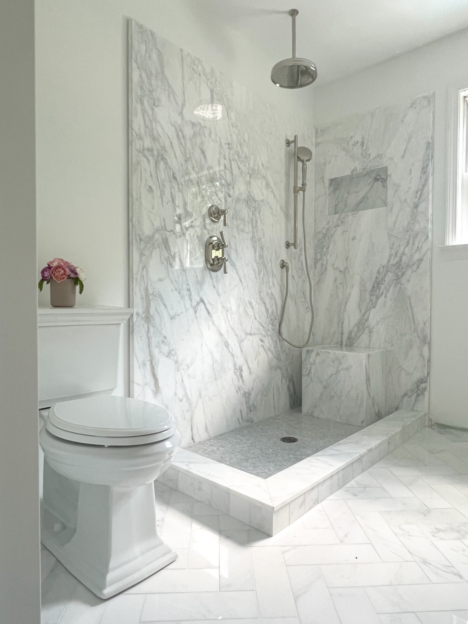 Classic Traditional Marble Bathroom with Polished Nickel Hardware  

#LTKHome