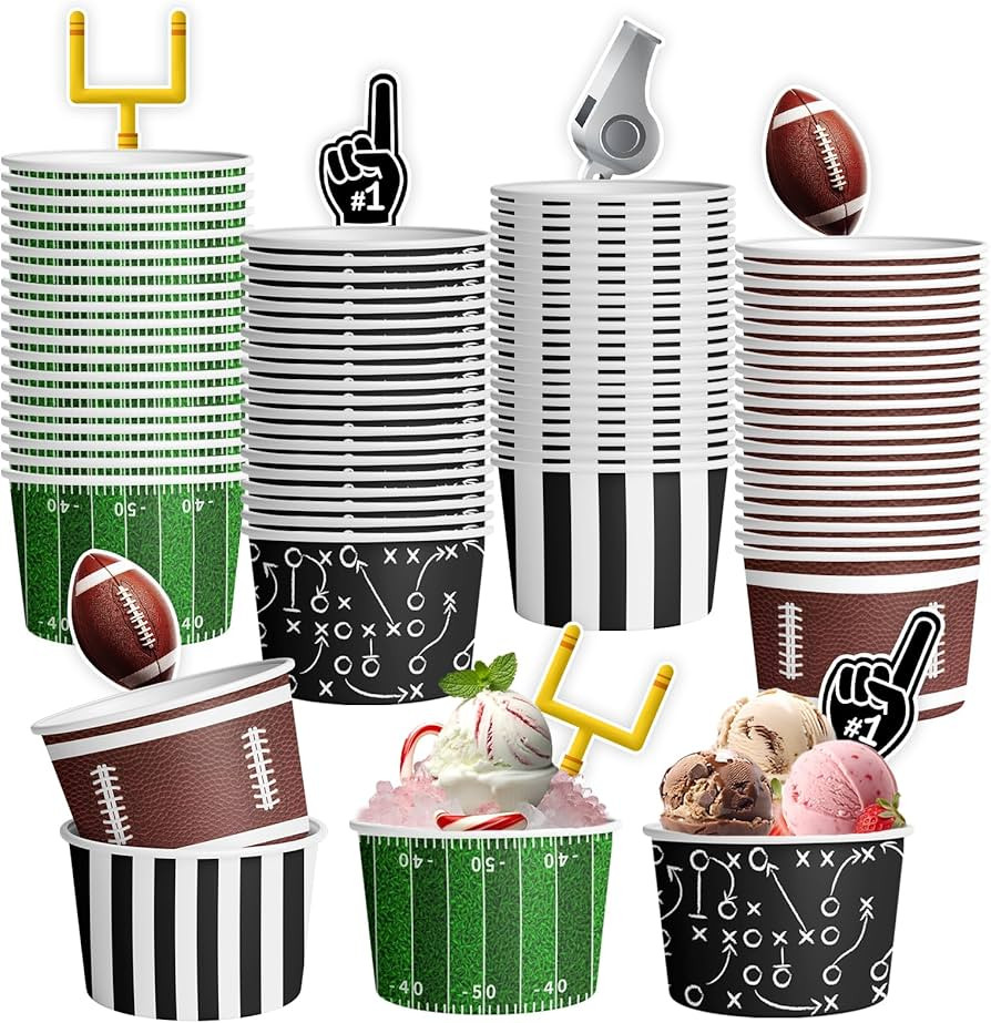 HAKOTI 48Pcs Football Party Supplies Kit - Football Ice Cream Bowls Football Party Snack Bowls Fo... | Amazon (US)