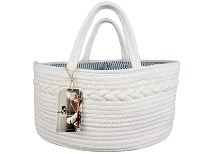 Baby Diaper Caddy Organizer - Large Cotton Rope Portable Nursery Storage Bin With Removable Inser... | Amazon (US)