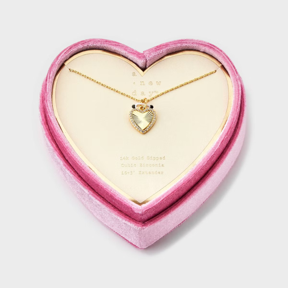14K Gold Dipped Cubic Zirconia Outline Heart Pendant Necklace- A New Day™ Gold | Target