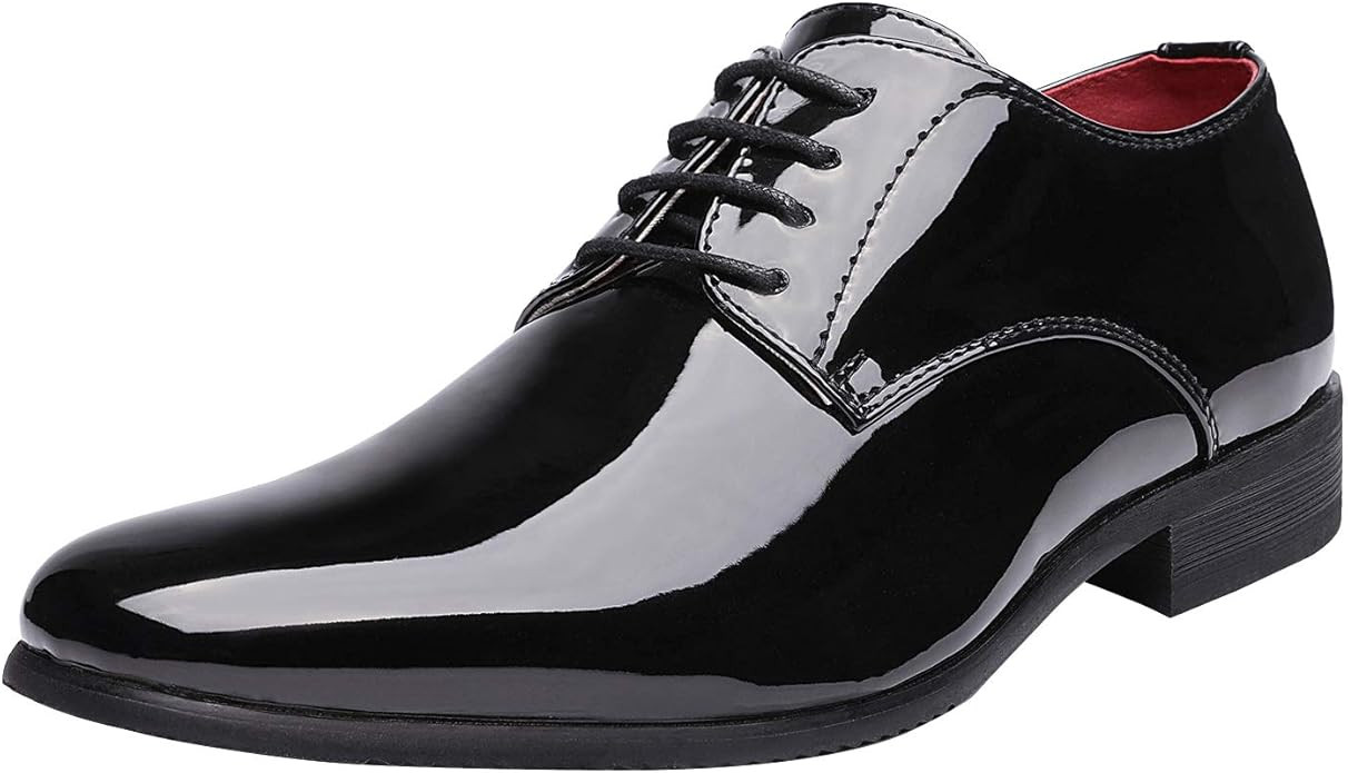 Bruno Marc Men's Faux Patent Leather Tuxedo Dress Shoes Classic Lace-up Formal Oxford | Amazon (US)