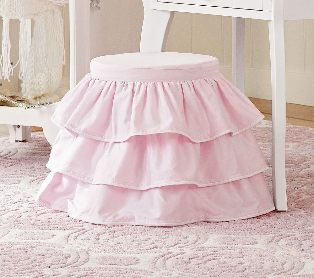 Madeline Vanity Stool, Pink Ruffle Slipcover Only | Pottery Barn Kids