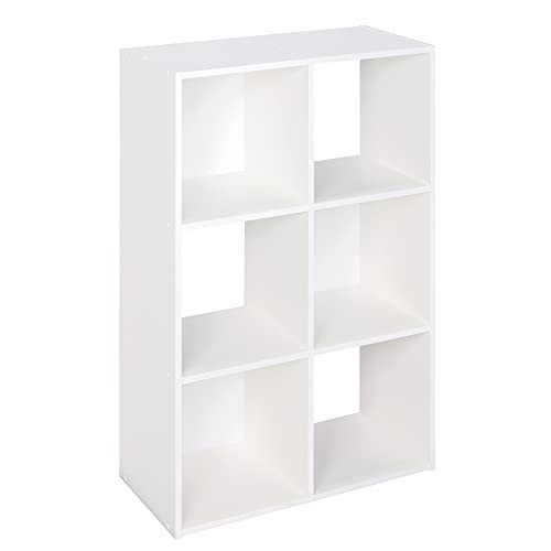 ClosetMaid Cubeicals 6 Cube Storage Shelf Organizer Bookshelf, Stackable, Vertical or Horizontal, Easy Assembly, Wood, White Finish | Amazon (US)