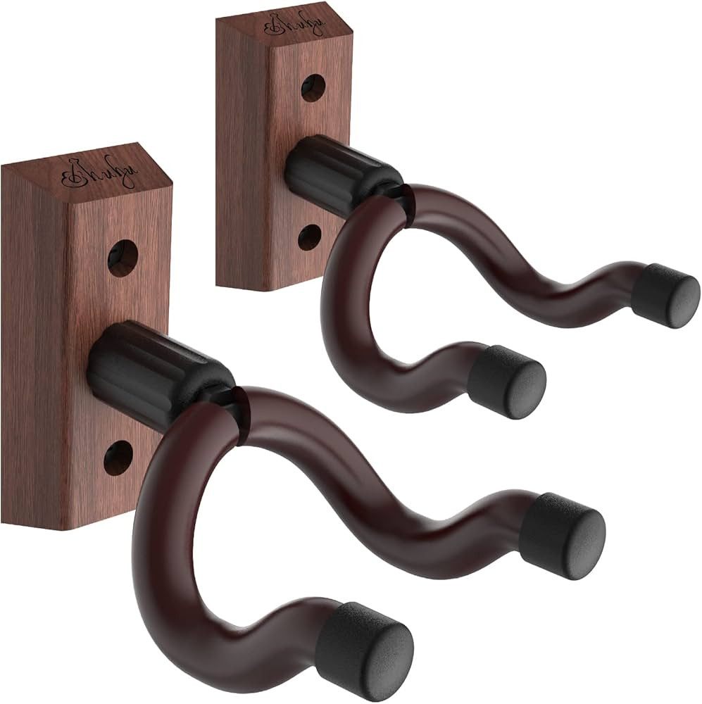 Ohuhu Guitar Wall Hanger 2-Pack, Guitar Wall Mount with Screws, Anti-Slip V Shape, Rotatable Desi... | Amazon (US)