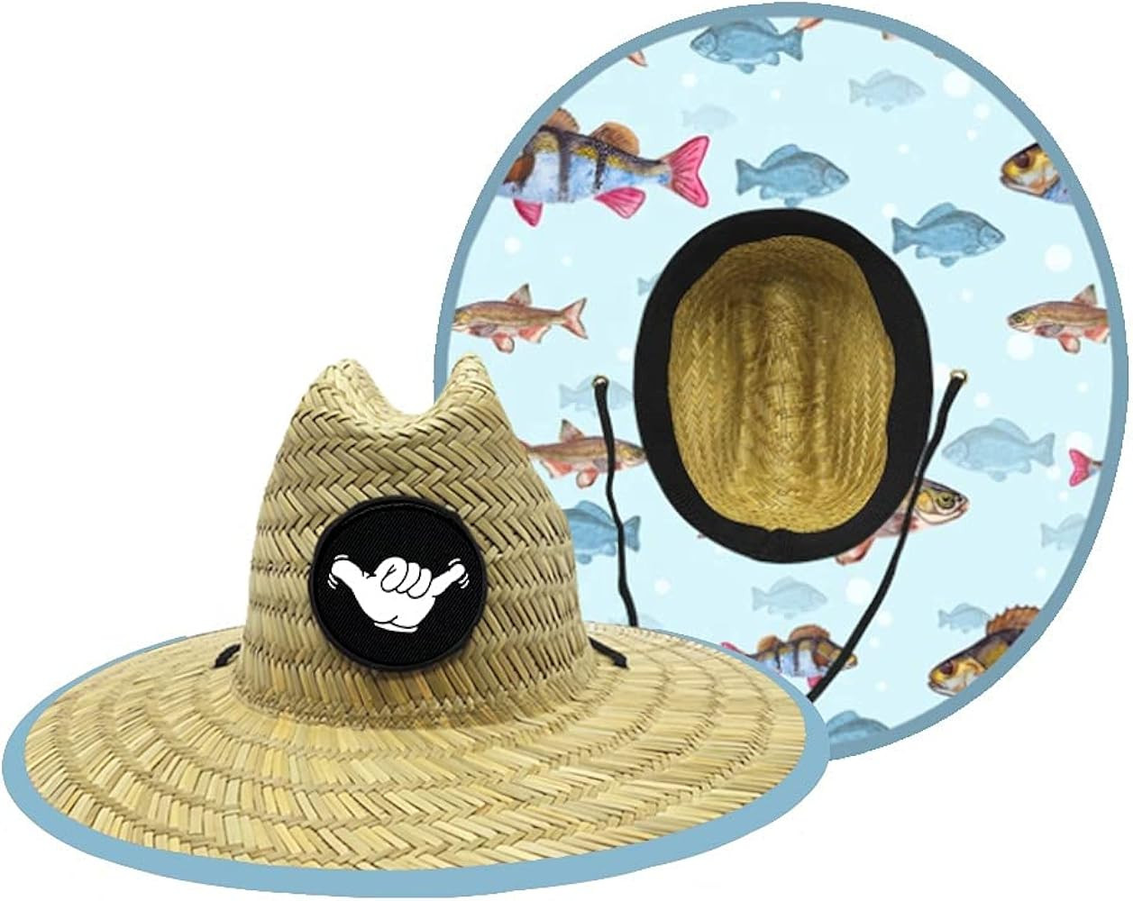 Toddler Kid's Lifeguard Hat Shaka Fishing Straw Beach Cap Fish Fisherman Patch | Amazon (US)