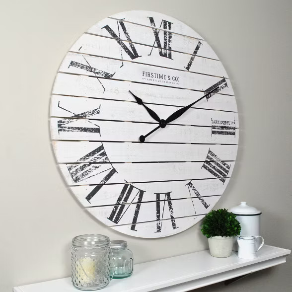 18" Shiplap Farmhouse Wall Clock - FirsTime & Co. | Target
