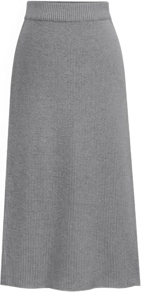 ebossy Women's Winter Warm High Waist Side Slit Wool Blend Long Skirts Rib Knit Stretchy Bodycon ... | Amazon (US)