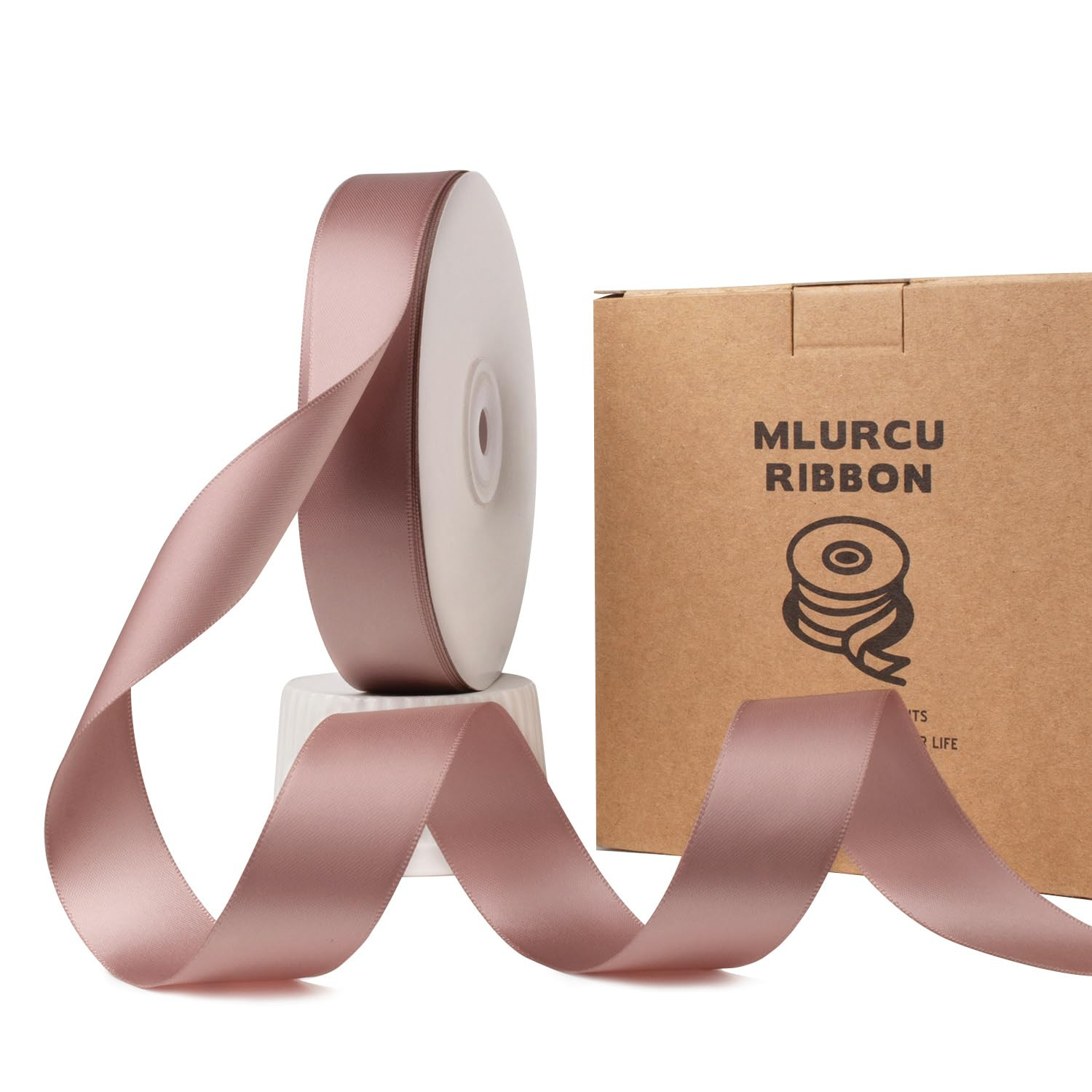 Mauve 1 Inch Dusty Rose Double Faced Satin Ribbon - 50 Yards Thick Dusty Pink for Flower Bouquet,... | Amazon (US)