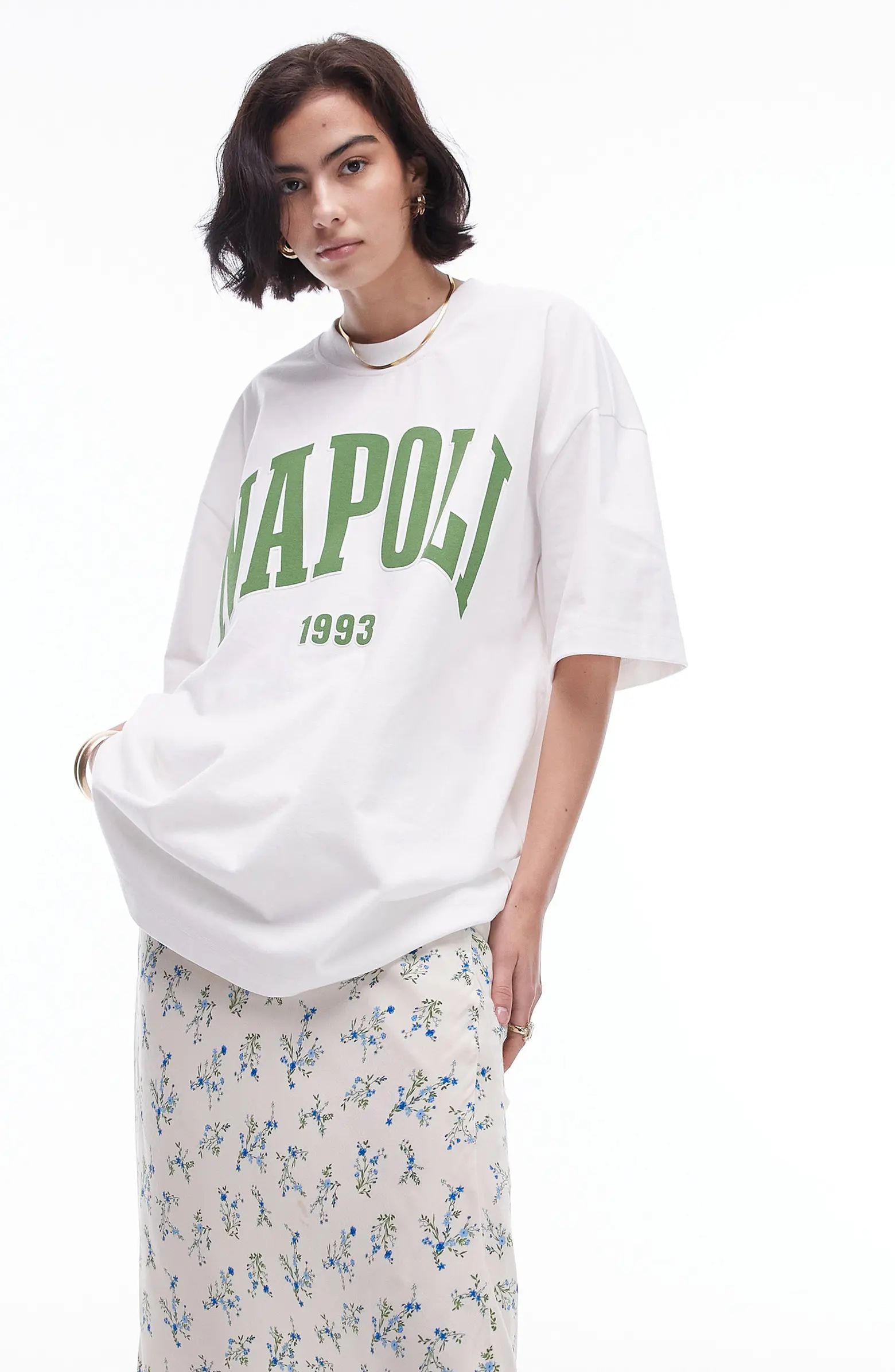 Topshop Extra Oversize Napoli Cotton Graphic T-Shirt | Nordstrom | Nordstrom