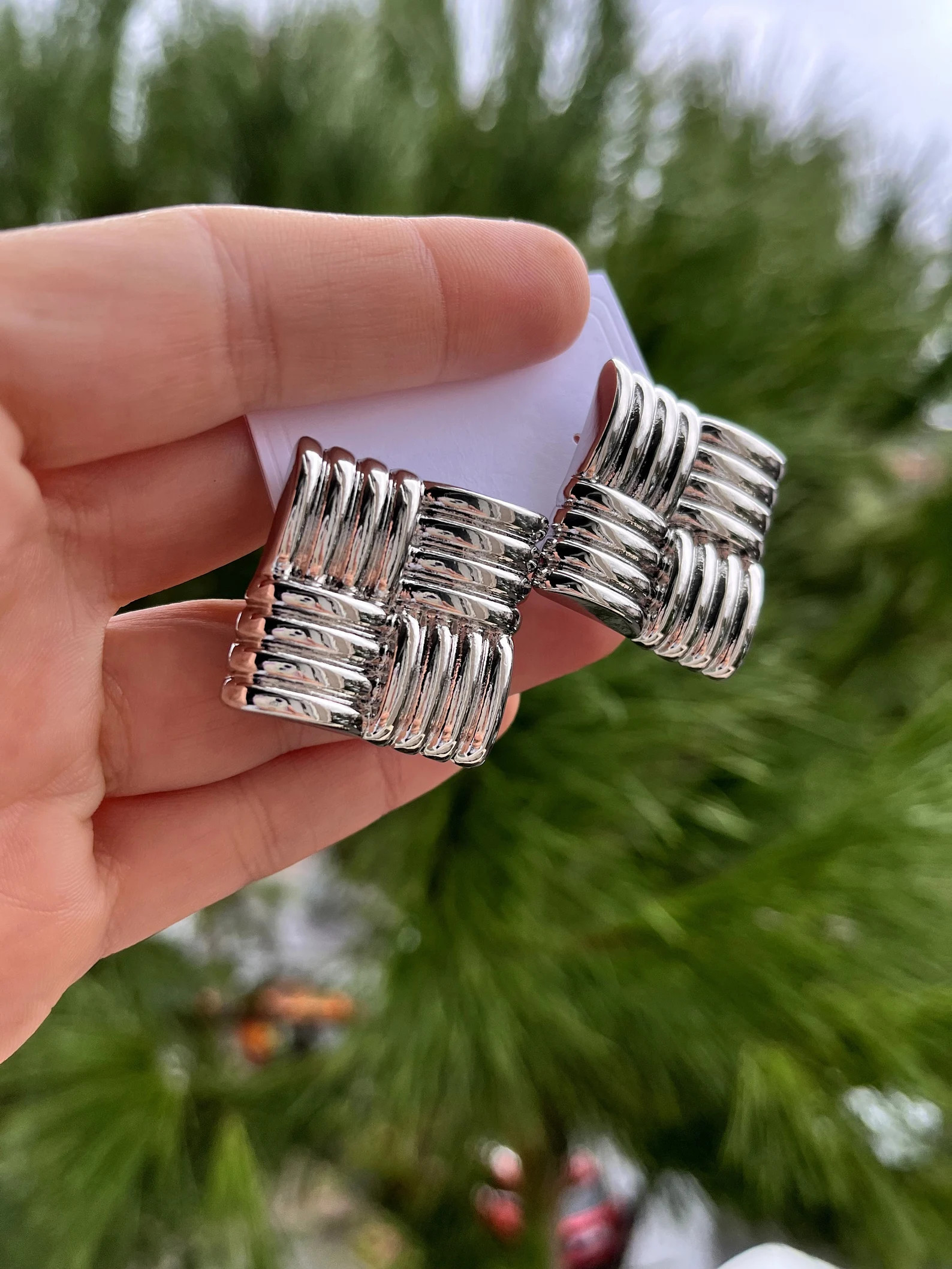 Large Silver Textured Stud Earrings, Silver Square Earrings, Vintage Chunky Earrings, 90's Style ... | Etsy (UK)