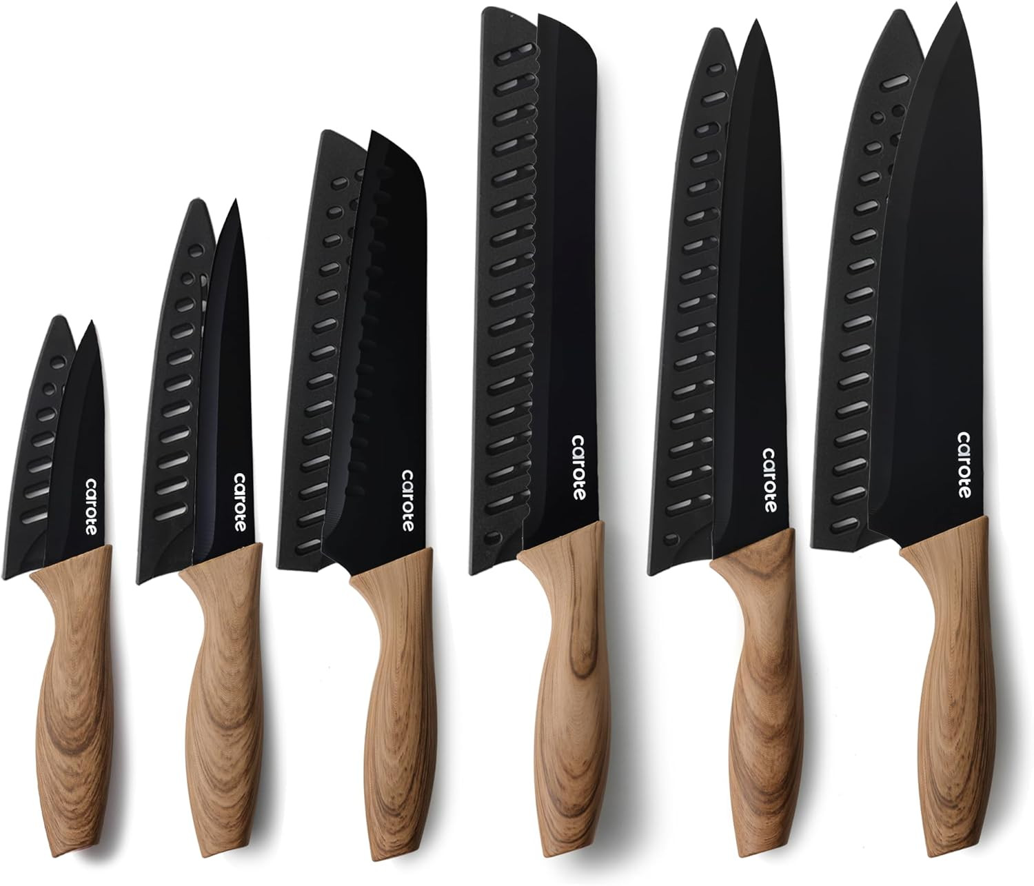 CAROTE 12PCS Knife Set, Stainless Steel Kitchen Knife Set with Nonstick Ceramic Coating Dishwashe... | Amazon (US)