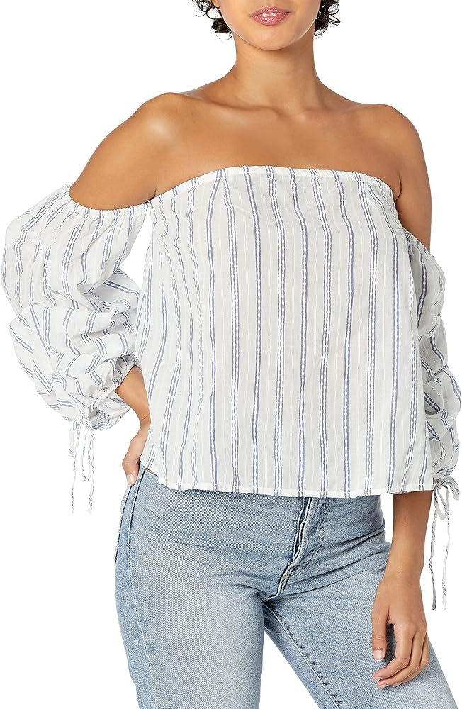 Blu Pepper Women's Striped Off The Shoulder Top | Amazon (US)