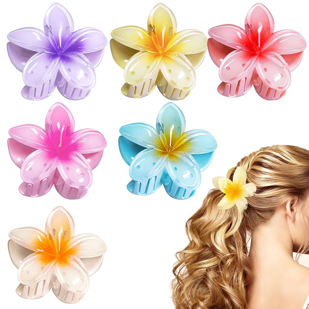 6Pcs Hawaiian Flower Hair Clip，Strong hair clips，Plumeria claw clips，Hibiscus hair accessor... | Amazon (CA)