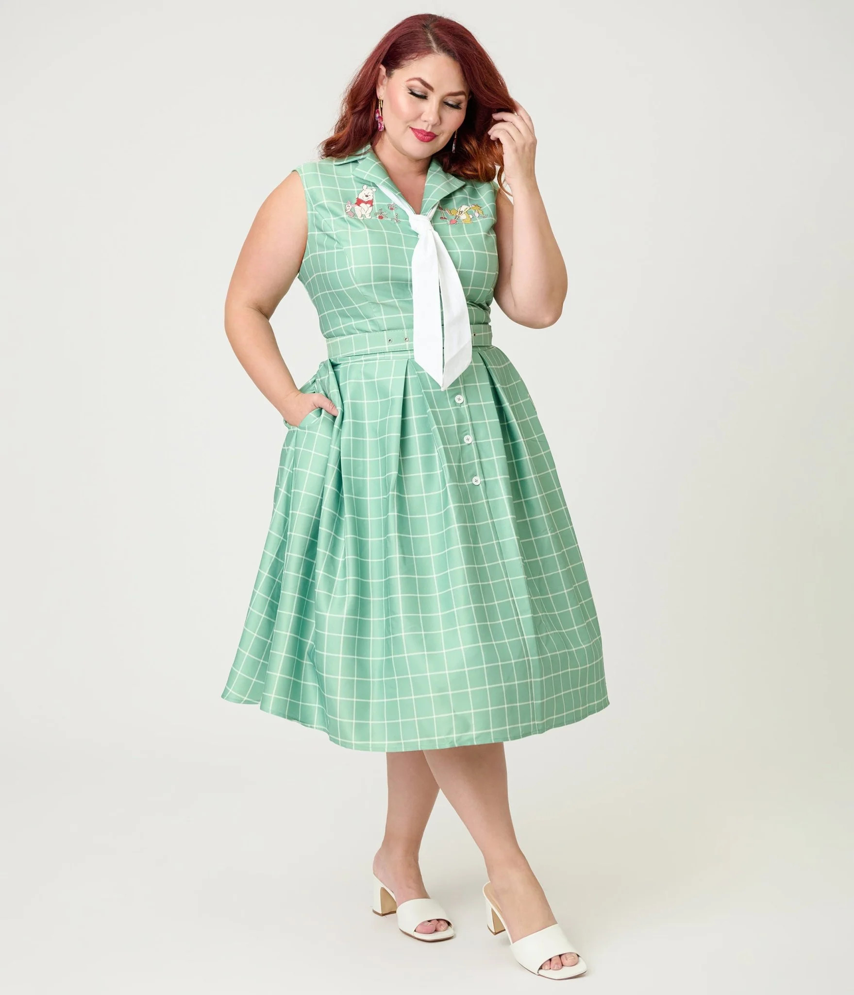 Disney Winnie the Pooh x Unique Vintage Plus Size Green Plaid Edith Sw | Unique Vintage - North America