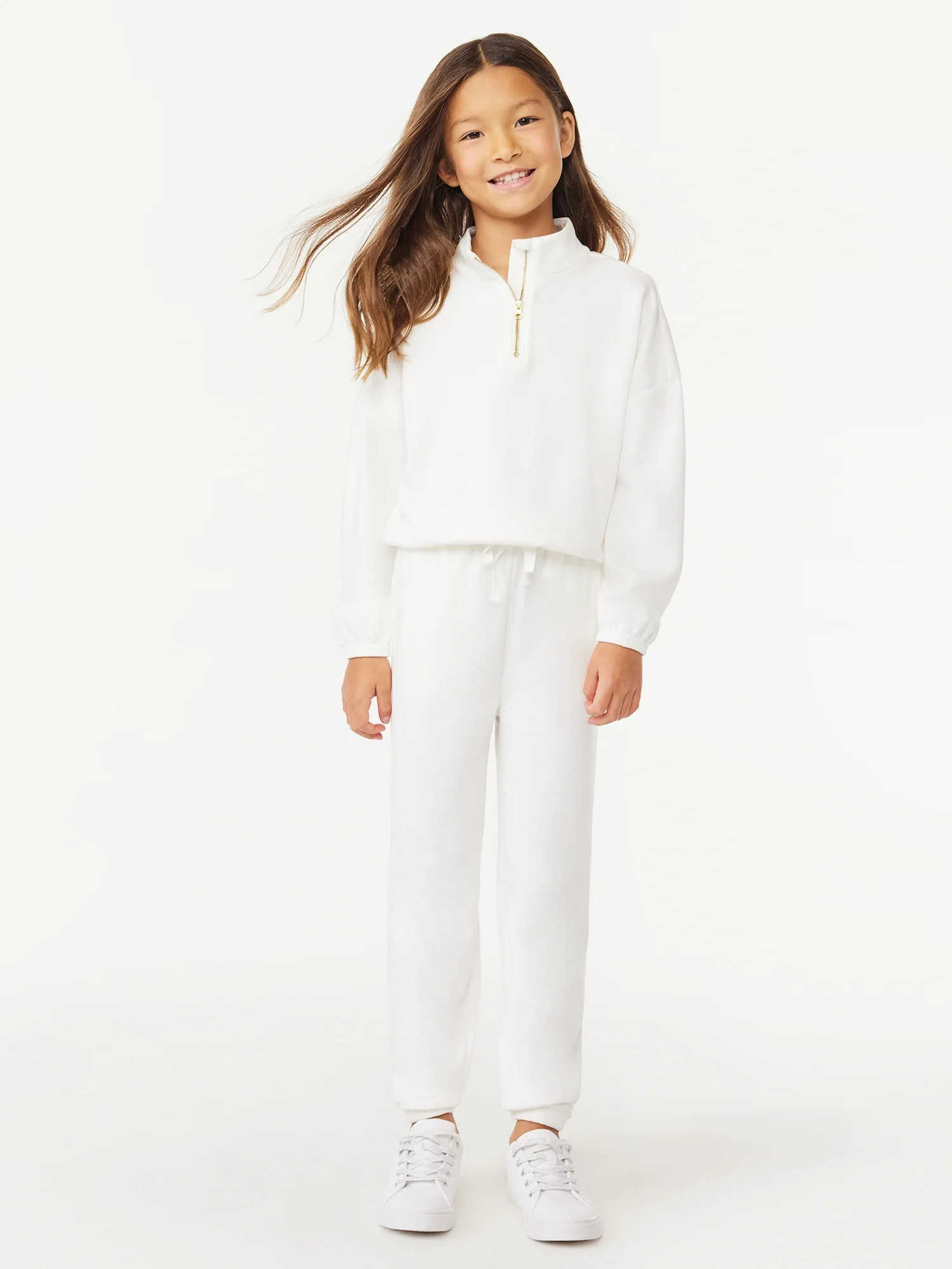 Scoop Girls Scuba Knit Mock Neck Sweatshirt and Joggers, 2-Piece Outfit Set, Sizes 4-18 | Walmart (US)