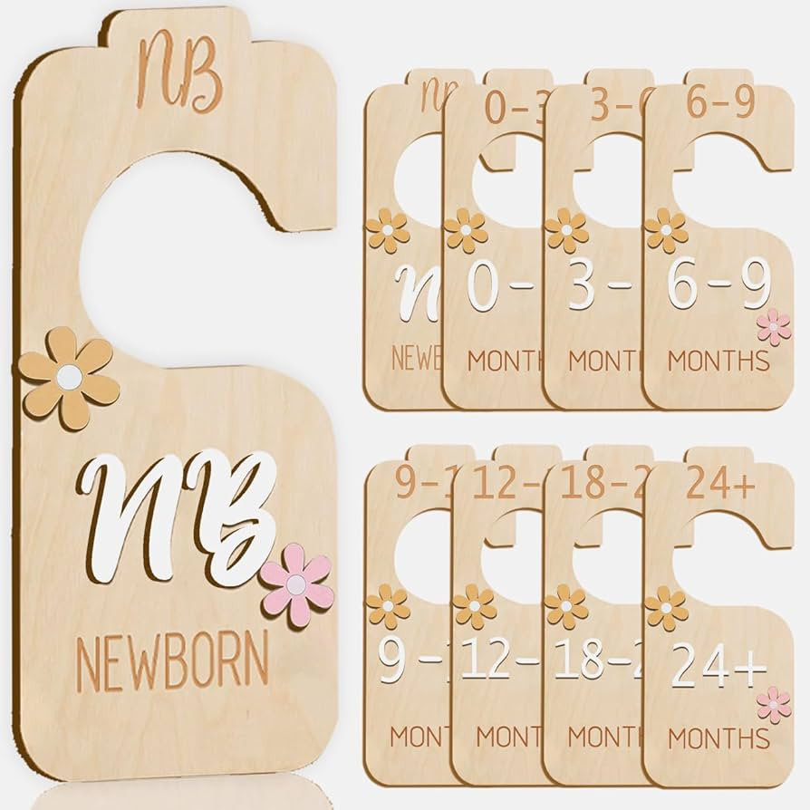 Baby Closet Divider - 3D Double-Sided Wooden Baby Wardrobe Baby Closet Organizer,Daisy design Nur... | Amazon (US)