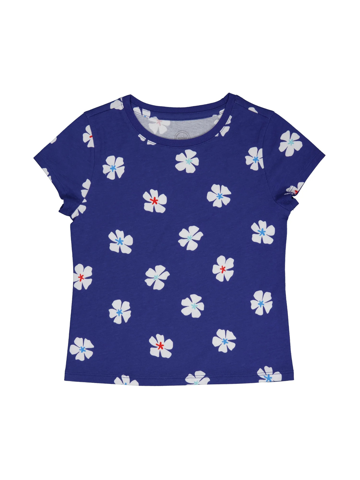 Wonder Nation Girls Kid Tough Tee with Short Sleeves, Sizes 4-18 & Plus | Walmart (US)