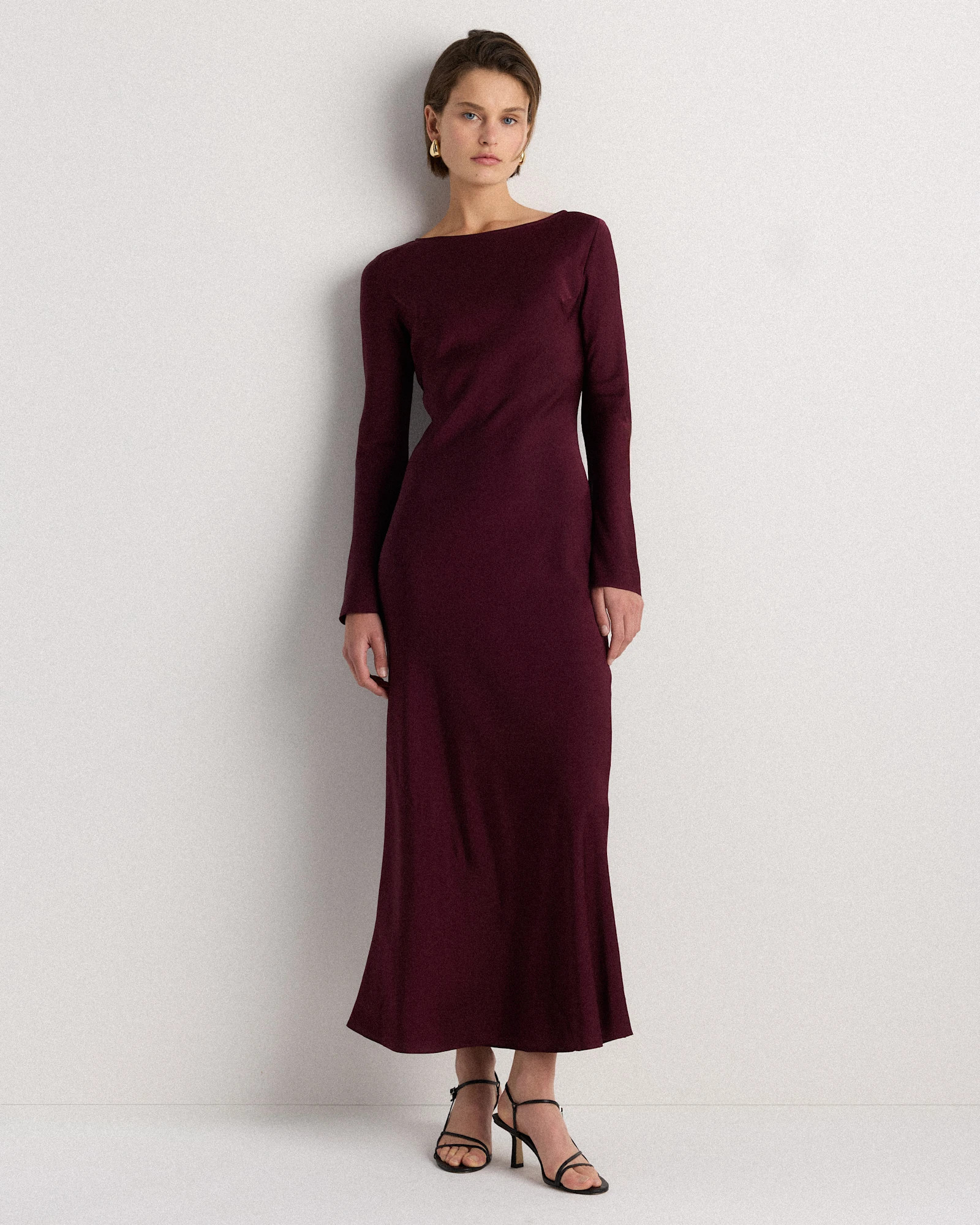 Quince | Women's Washable Stretch Silk Long Sleeve Maxi Dress in Hot Fudge, Size Small | Quince