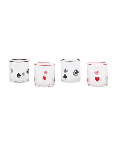 Set Of 4 Playing Card Glasses | TJ Maxx