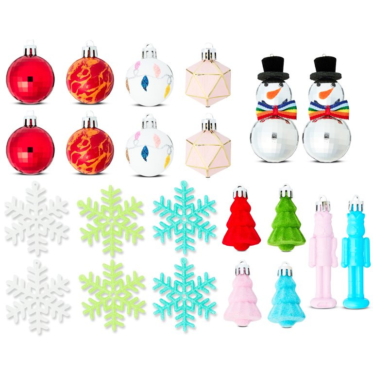 Merry and Bright Disco Snowman Mini Christmas Ornaments, 24 Count, by Holiday Time | Walmart (US)
