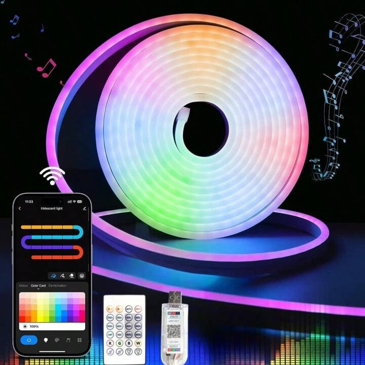 silicone neon RGBIC corda Luce con musica , Luce striscia LED , DIY progettato interno e esterno ... | SHEIN