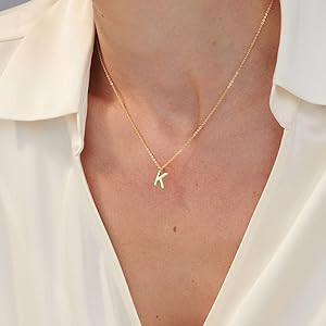 HANLI Initial Necklaces for Women - 14k Gold Plated Dainty Letter Necklace Alphabet A-Z Necklace ... | Amazon (US)