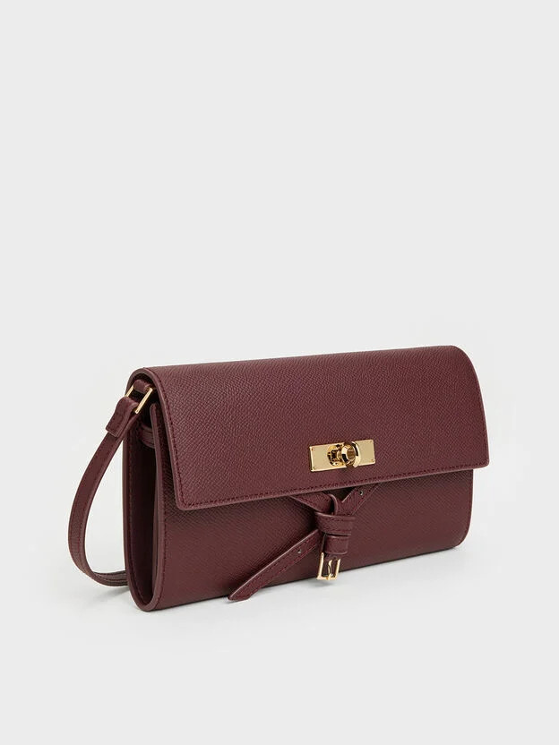 Wineberry Red Tricha Knotted-Belt Crossbody Bag | CHARLES & KEITH | Charles & Keith US