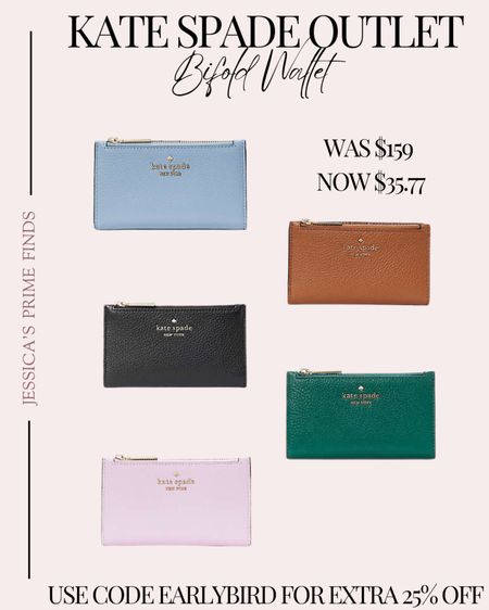 Early Black Friday Deal
Get extra 25% off already reduced prices, up to 70% off at the Kate Spade outlet! This bifold leather small wallet is a great deal. 70% off + extra 25% off with code EARLYBIRD 
Black Friday savings purses shoes accessories wallets jewelry and more 

#LTKfindsunder50 #LTKCyberWeek #LTKGiftGuide