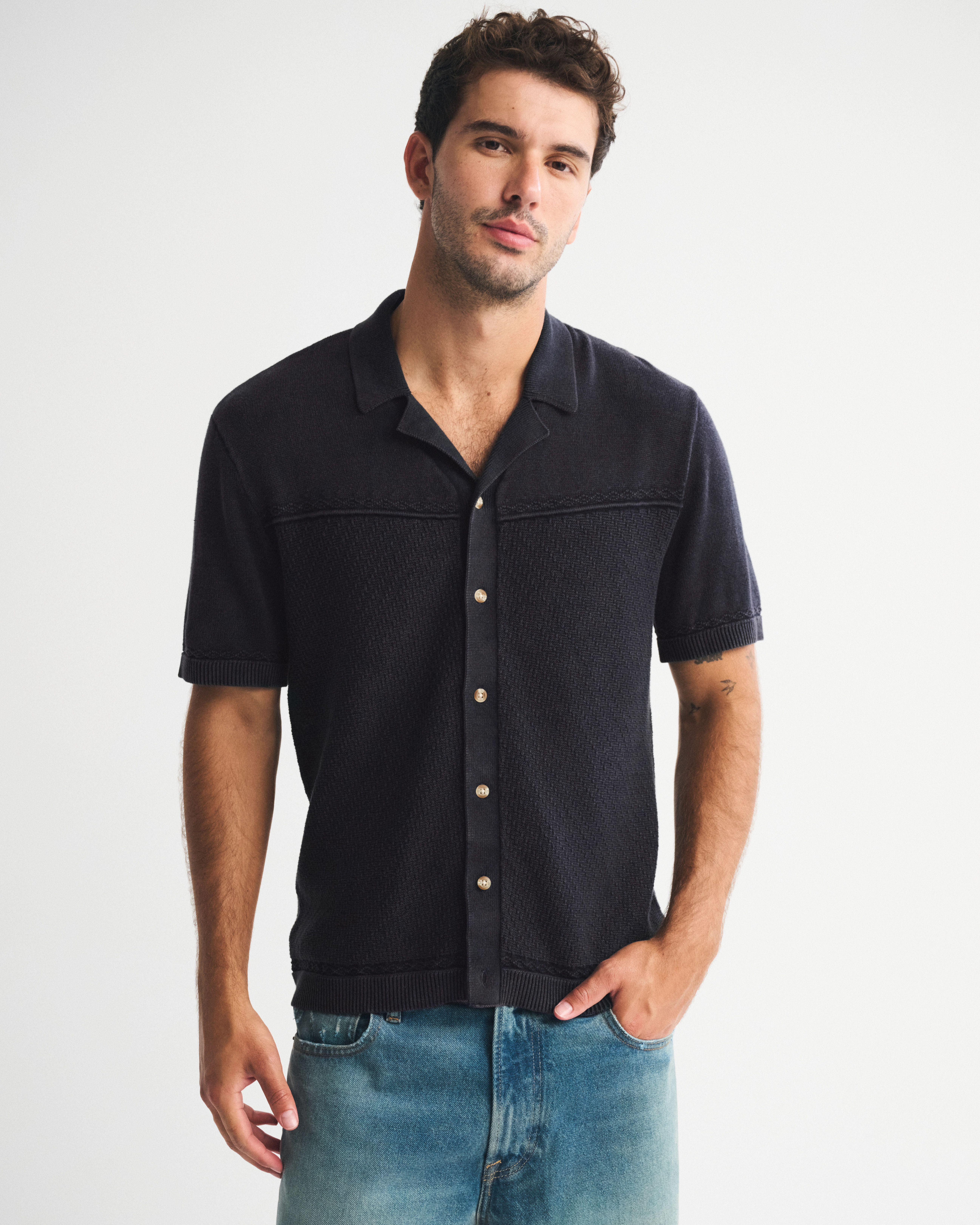 Western Button-Through Sweater Polo | Abercrombie & Fitch (US)