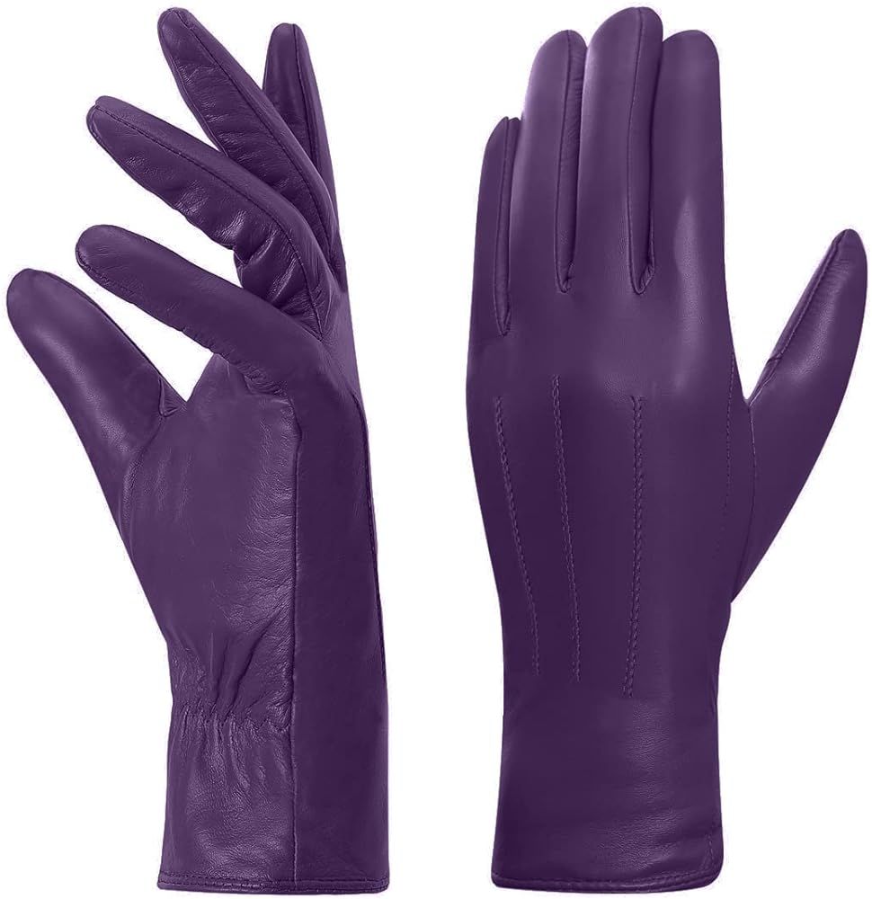 Harssidanzar Leather Gloves Women, Winter Warm Fleece Lining Touchscreen Texting Warm Driving Lam... | Amazon (US)