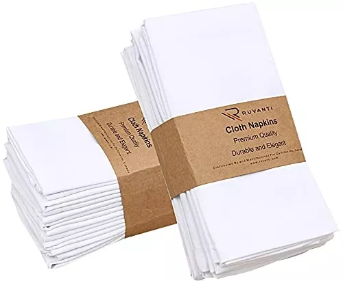 Ruvanti Kitchen Cloth Napkins 12 Pack 18 X 18 Inches ,Dinner Napkins Soft  and Comfortable Reusable