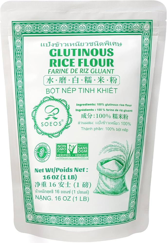 Soeos Glutinous Rice Flour 16 Ounce (Basic), 1 Pack Rice Flour for Baking or Cooking, All Natural... | Amazon (US)