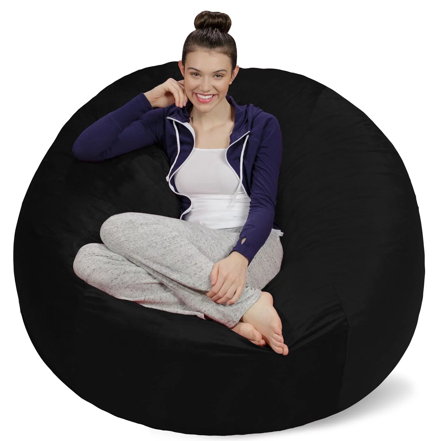Sofa Sack Bean Bag Chair, Memory Foam Lounger with Microsuede Cover, All Ages, 5 ft, Black | Walmart (US)