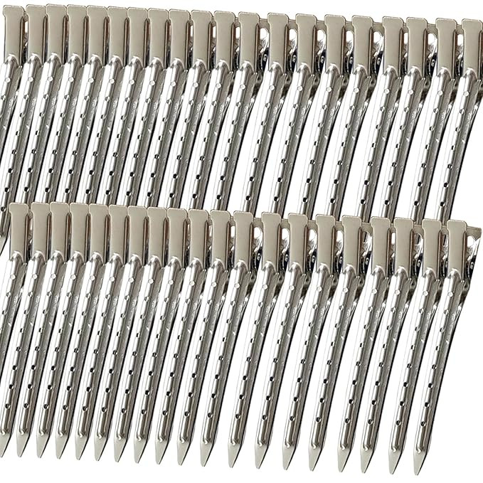 40 PCS 3.5 Inch Duck Billed Clips,Metal Alligator Curl Hair Clips with Holes for Styling, Colorin... | Amazon (US)