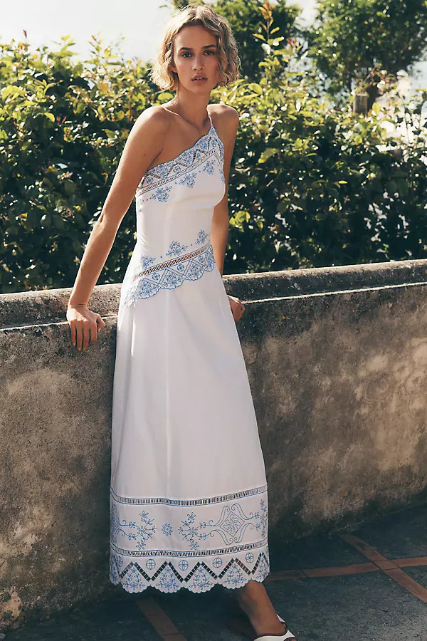 By Anthropologie Cotton Cutwork Midi Dress | Anthropologie (US)