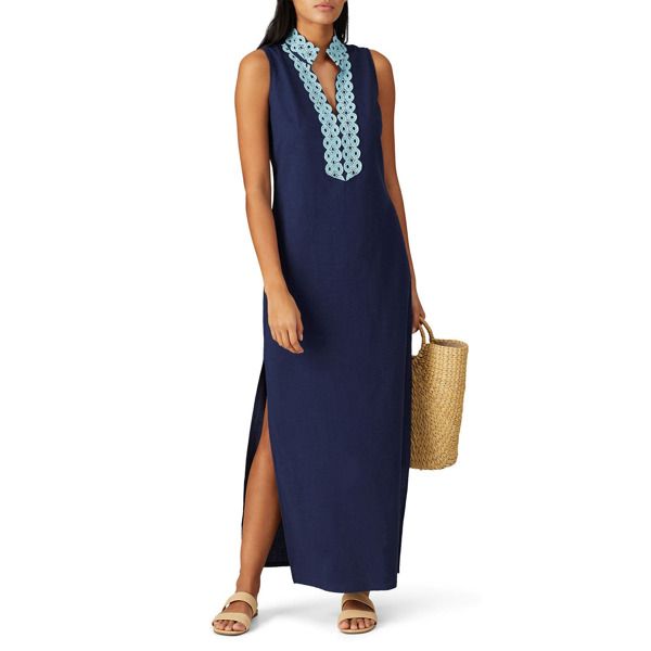 Sail to Sable High Neck Slit Maxi Blue | Rent the Runway