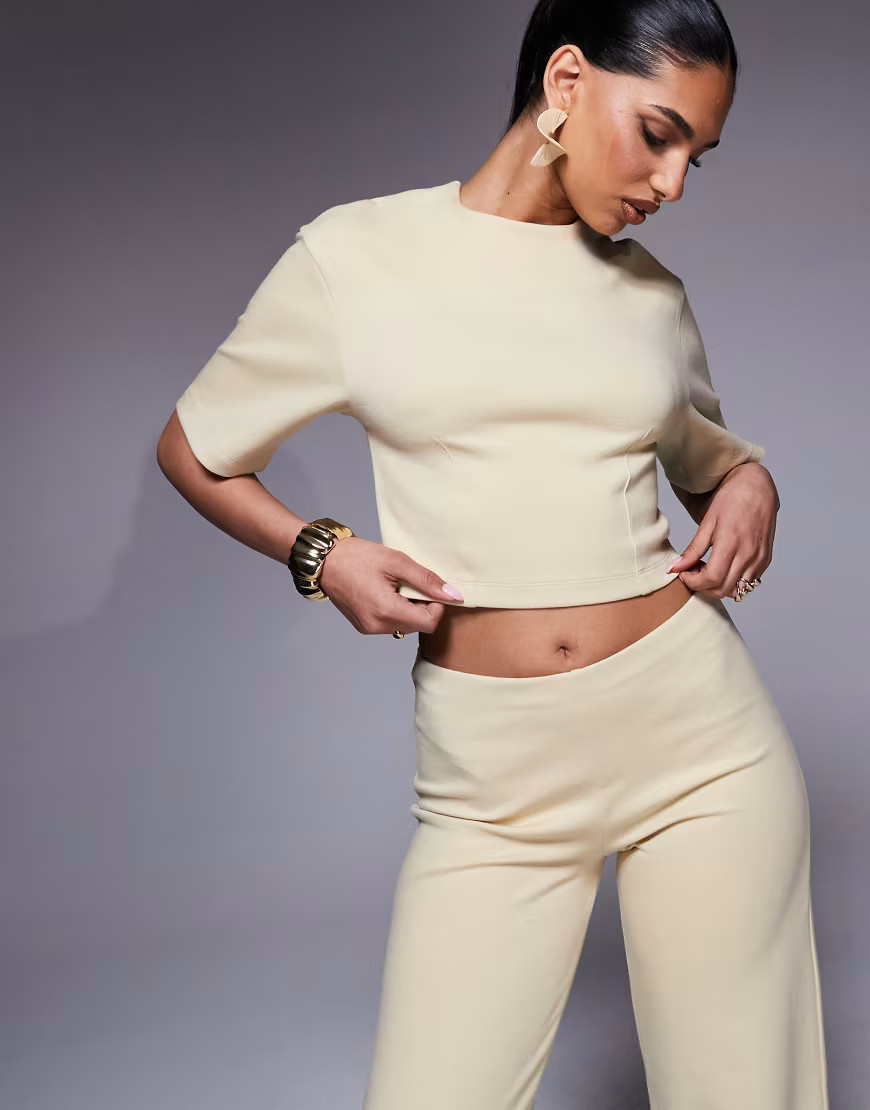 ASOS DESIGN sculpted interlock tee with half sleeve in lemon-Yellow | ASOS (Global)