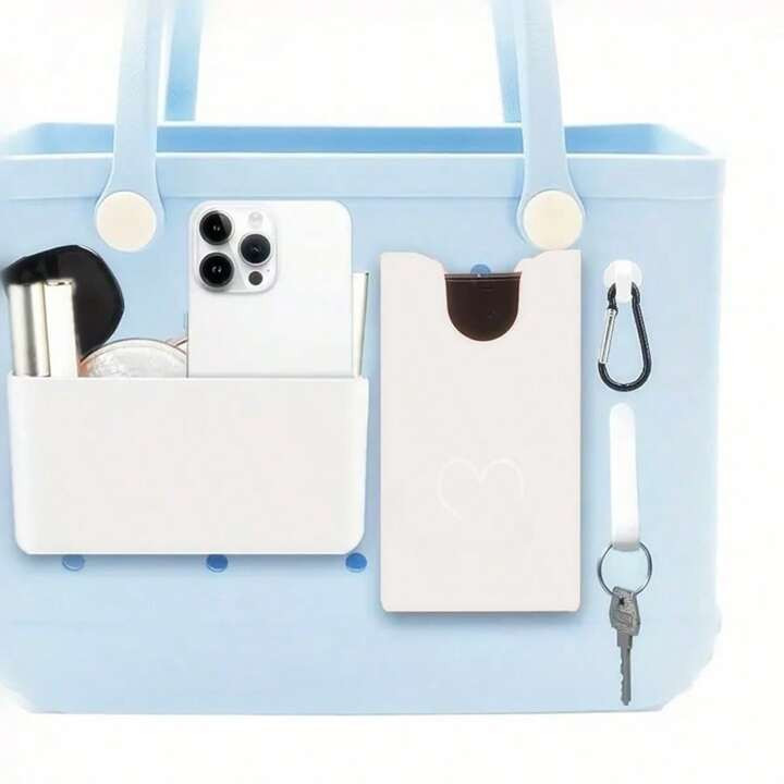 4pcs/Set Hollow Out Bag Accessories Combination Set: Phone Case Glasses Case Hook Rubber Beach Ba... | SHEIN