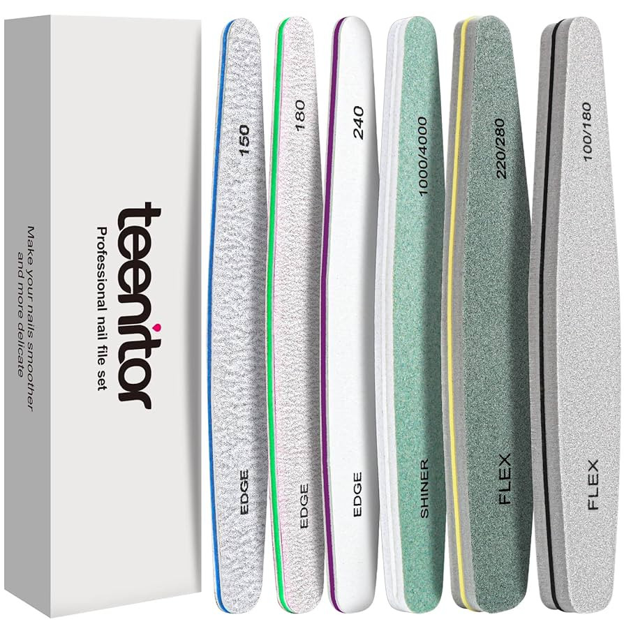 Teenitor Nail File Nail Buffer, 6 pcs Nail Files and Buffers for Natural Nails, Emery Boards for ... | Amazon (US)