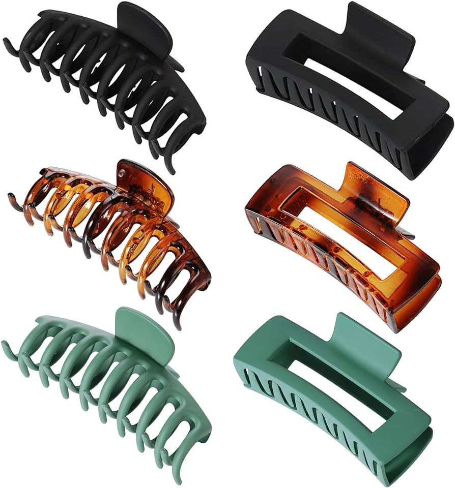 6 Pcs 2 Style Hair Claw Clips, Leopard Print Stylish Hair Accessories, 4.3 inch Keel Shape & 4.1 ... | Amazon (US)