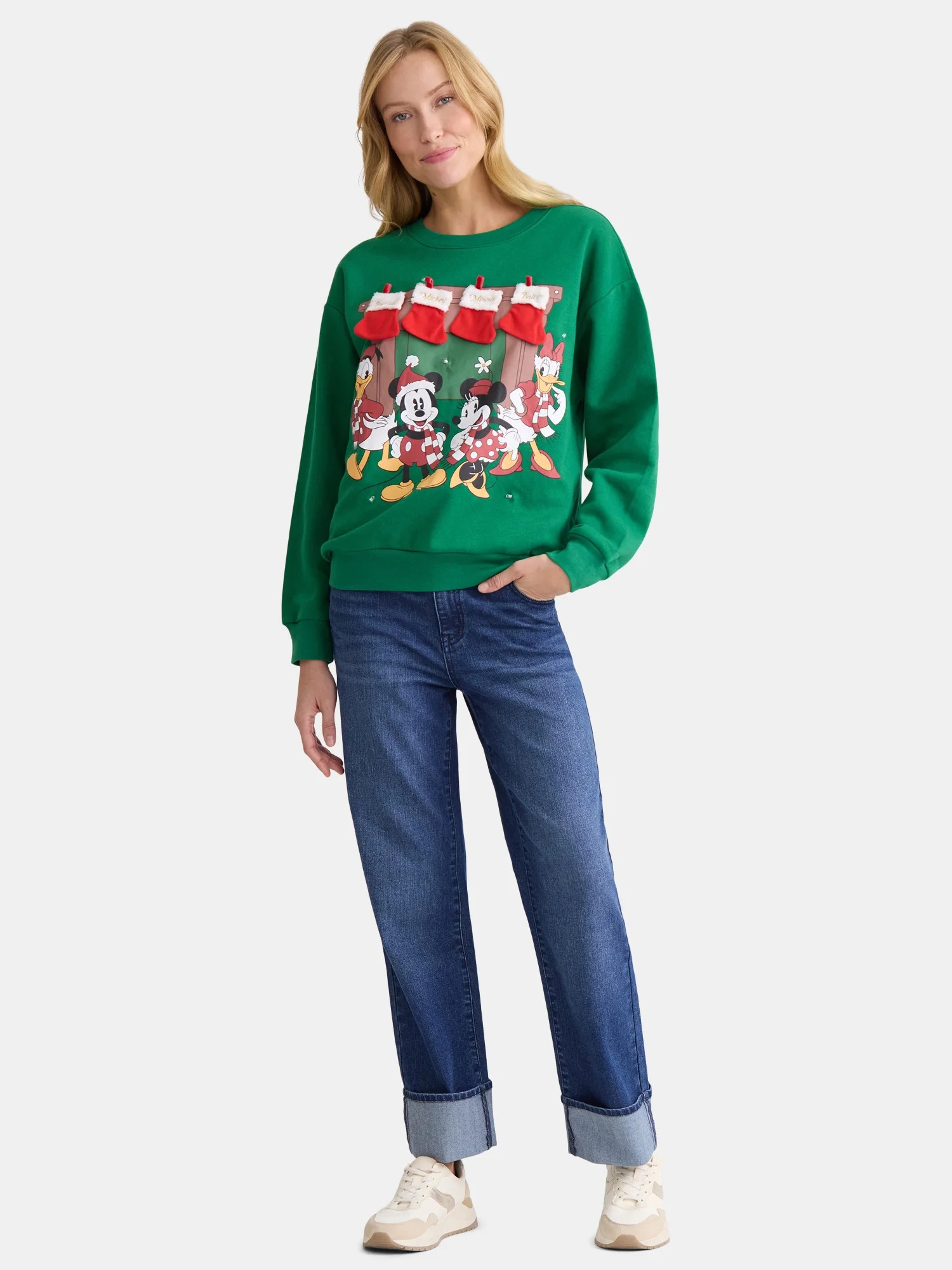 Mickey Mouse and Friends Holiday Light Up Graphic Sweatshirt, Women’s - Walmart.com | Walmart (US)